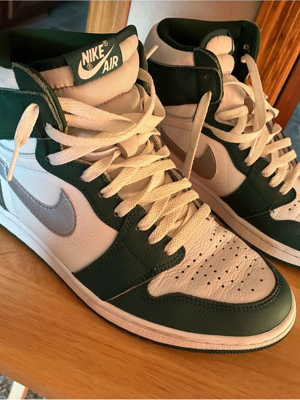 Nike Air Jordan 1 High Top Sneakers - Green, White & Silver